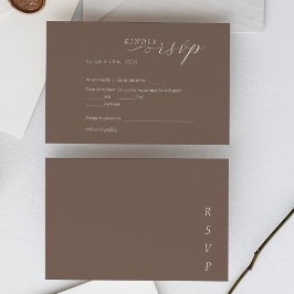 Elegant Minimalist Taupe Ivory Script Wedding OSA Kort