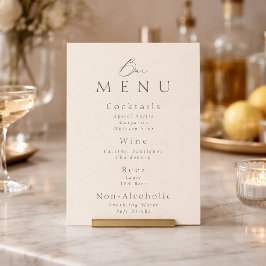 Elegant Minimalist Taupe Wedding Bar Menu Sign Inbjudningar