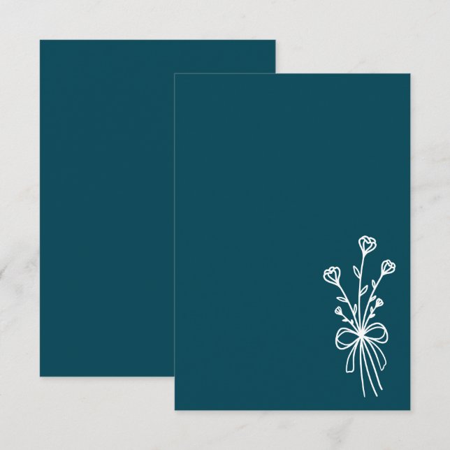 Elegant Minimalist Teal Wedding Inbjudningar (Fram/baksida)