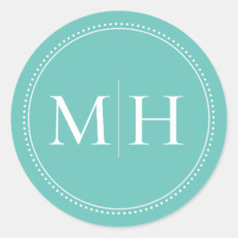 Elegant minimalist tealmonogram prickad kant runt klistermärke
