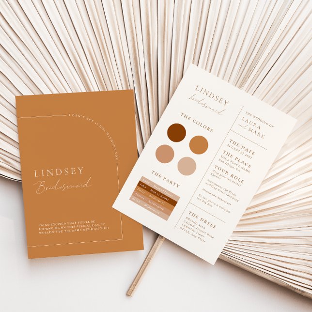 Elegant Minimalist Terracotta Bridesmaid Info Card Inbjudningar (Skapare uppladdad)