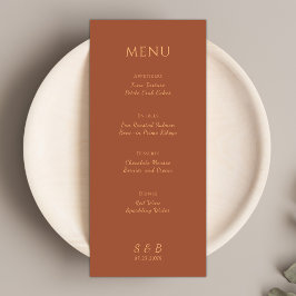 Elegant Minimalist Terracotta Bröllop Meny