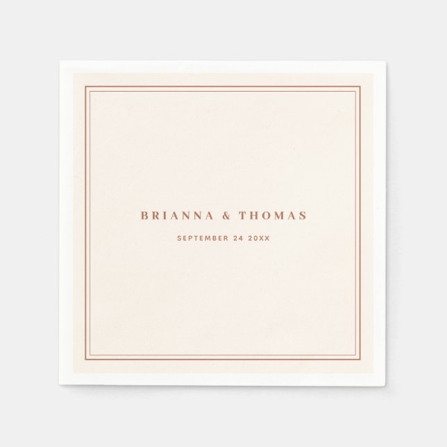 Elegant Minimalist Terracotta Bröllop Pappersservett (Framsidan)