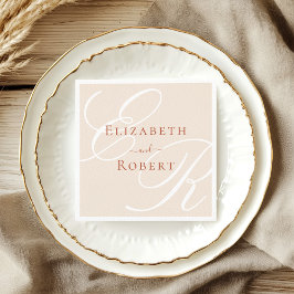 Elegant minimalist terrakotta-monogram bröllop pappersservett