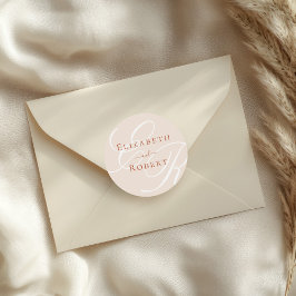 Elegant minimalist terrakotta-monogram bröllop runt klistermärke