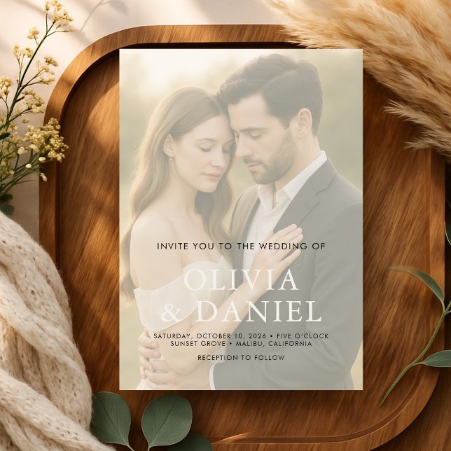 Elegant Minimalist Transparent Photo Wedding Inbjudningar (Skapare uppladdad)