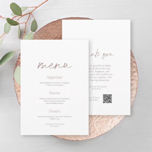 Elegant Minimalist Two-Sided Wedding Menu Inbjudningar (Skapare uppladdad)