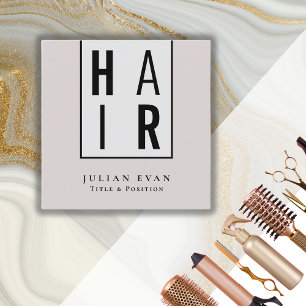 Elegant Minimalist Typography Beige Hairdresser Fyrkantigt Visitkort