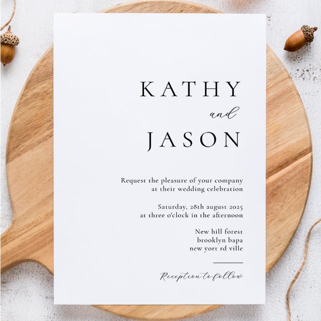 Elegant Minimalist Typography Script Wedding Inbjudningar (Skapare uppladdad)