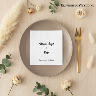 Elegant minimalist typsnittsbröllop pappersservett