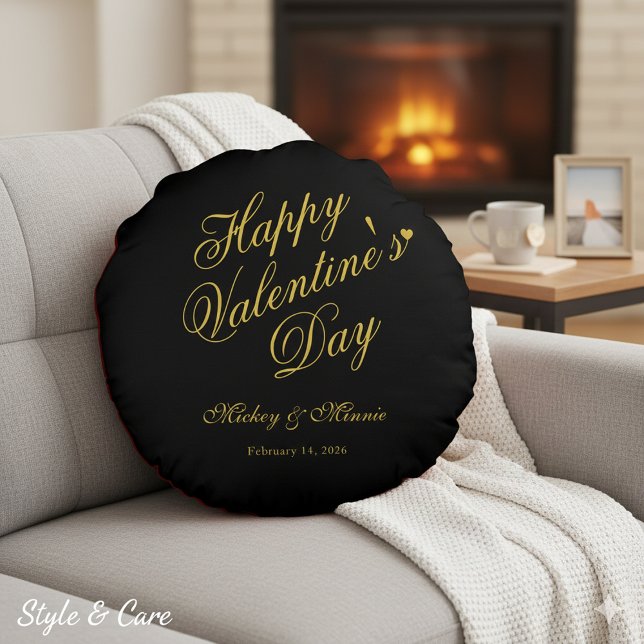 Elegant Minimalist Valentine’s Day Love Rund Kudde (Elegant Minimalist Valentine’s Day Love Round Pillow)