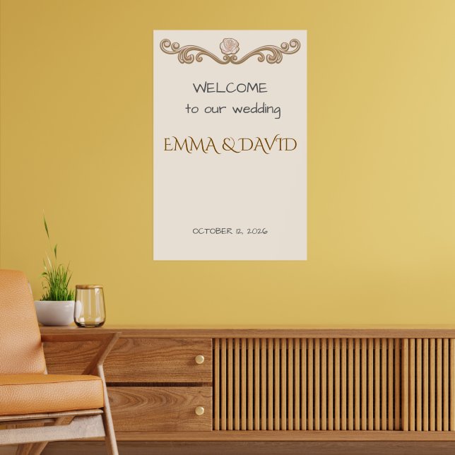 Elegant minimalist välkomstskylt till vår bröllops poster (Vardagsrum 2)