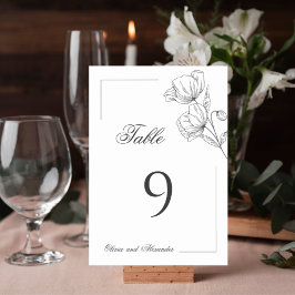 Elegant minimalist vallmo chic bordsnummer