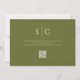 Elegant minimalist vigselmonogram QR Olivgrön Spara Datumet
