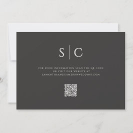 Elegant minimalist vigselmonogram QR Soft Svart Spara Datumet