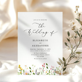 Elegant minimalist vildblomsbröllop inbjudningar