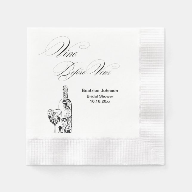 Elegant minimalist Vino före vows bröllopsfest Pappersservett (Framsidan)