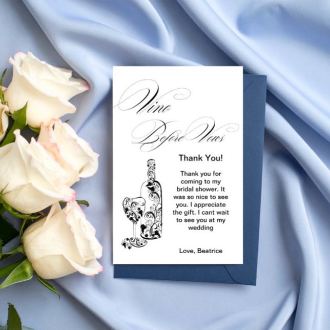 Elegant minimalist vinofest före bröllopslöften br tack kort (Skapare uppladdad)