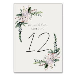 Elegant minimalist vinterkrans Vit Grön Bordsnummer