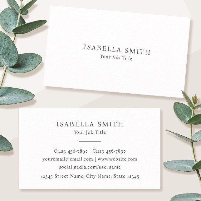 Elegant minimalist vit grå sofistikerad visitkort (Skapare uppladdad)