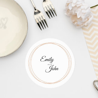 Elegant Minimalist Wedding Coaster Underlägg Papper Rund