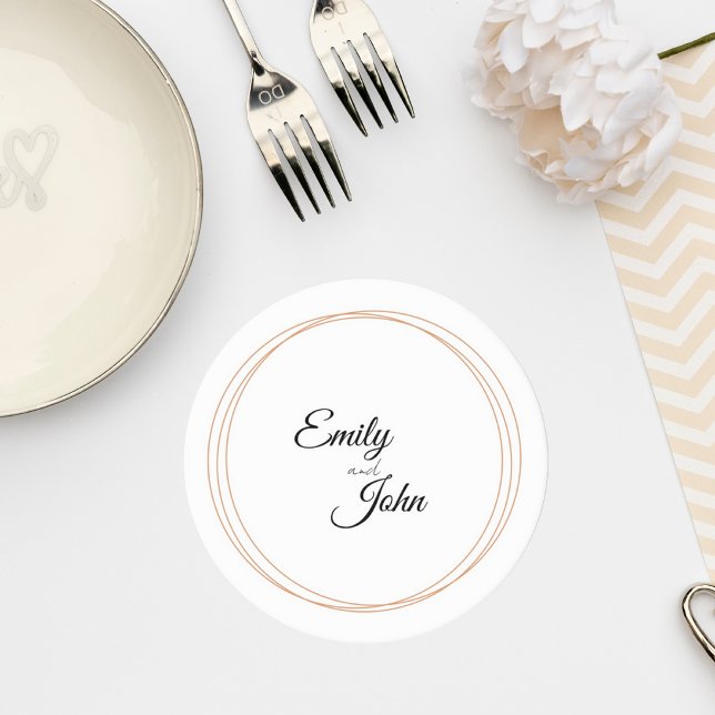 Elegant Minimalist Wedding Coaster Underlägg Papper Rund (Skapare uppladdad)