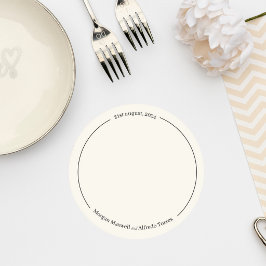 Elegant Minimalist Wedding Coaster Underlägg Papper Rund