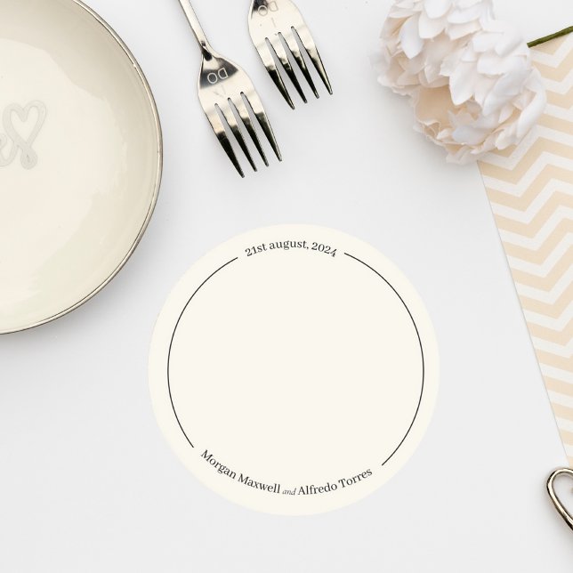 Elegant Minimalist Wedding Coaster Underlägg Papper Rund (Skapare uppladdad)
