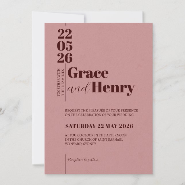 Elegant Minimalist Wedding Invitation Inbjudningar (Framsida)