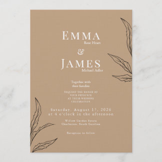 Elegant Minimalist Wedding Invitation | Modern Inbjudningar