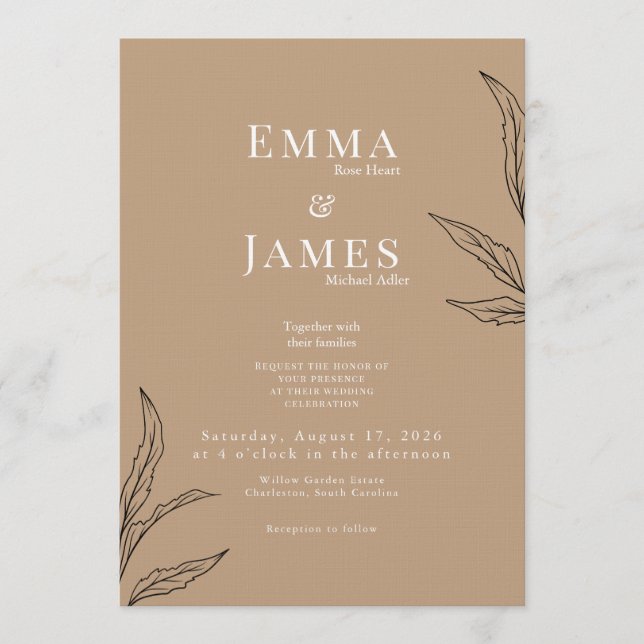 Elegant Minimalist Wedding Invitation | Modern Inbjudningar (Framsida)
