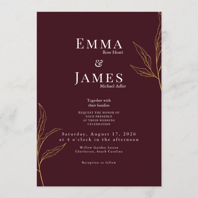 Elegant Minimalist Wedding Invitation | Modern Inbjudningar (Framsida)