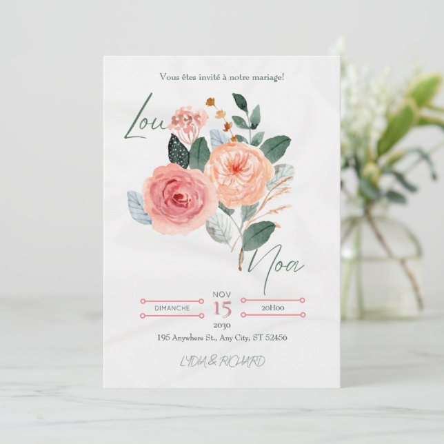 Elegant Minimalist Wedding Invitation Spara Datumet (Stående Fram)