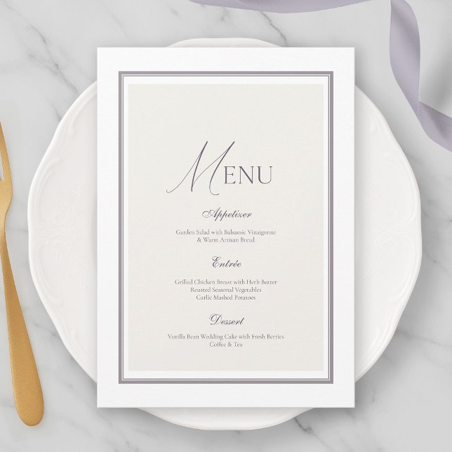 Elegant Minimalist Wedding Menu Card Inbjudningar (Skapare uppladdad)