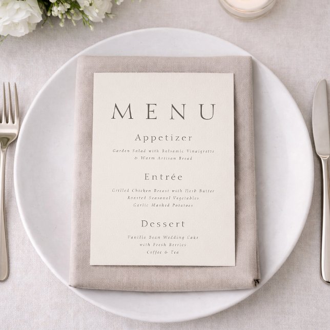Elegant Minimalist Wedding Menu Card  Inbjudningar (Skapare uppladdad)