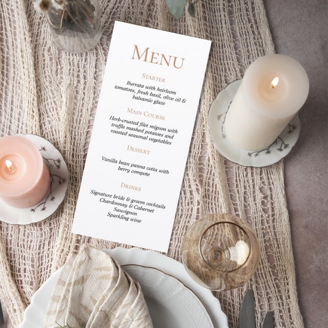 Elegant Minimalist Wedding Menu Card Meny (Skapare uppladdad)