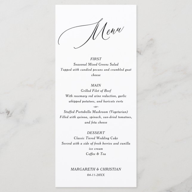 Elegant Minimalist Wedding Menu Meny (Framsida)
