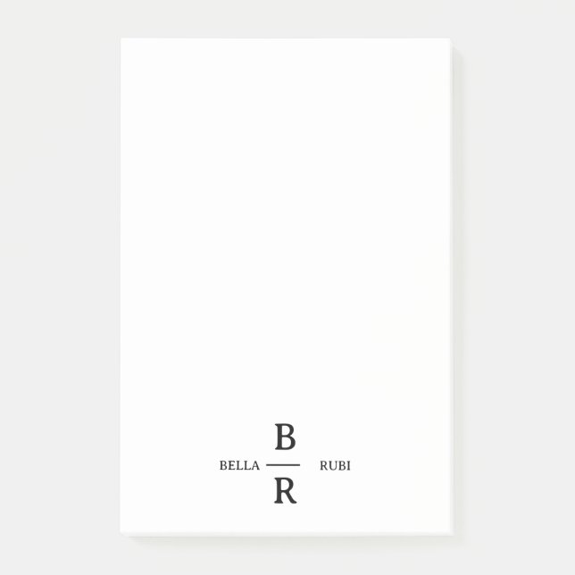 Elegant Minimalist Wedding Monogram Design Post-it Block (Framsida)