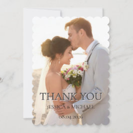 Elegant Minimalist Wedding Photo Thank You Card Tack Kort