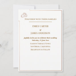 Elegant Minimalist Wedding Template with Rings Inbjudningar