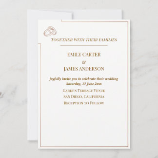 Elegant Minimalist Wedding Template with Rings Inbjudningar