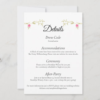 Elegant Minimalist Wedding Venue Details Card Inbjudningar