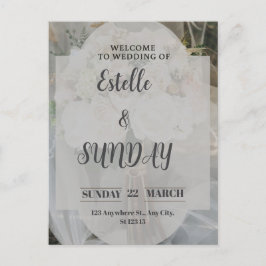 Elegant Minimalist Wedding Welcome Sign Helg Vykort