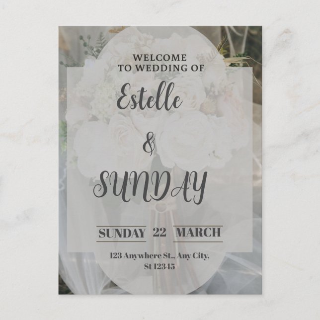 Elegant Minimalist Wedding Welcome Sign Helg Vykort (Framsida)