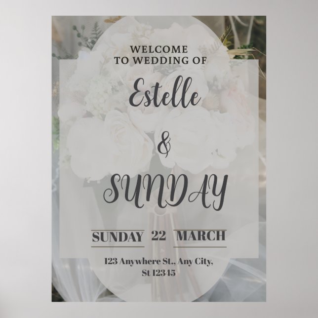 Elegant Minimalist Wedding Welcome Sign Poster (Framsidan)