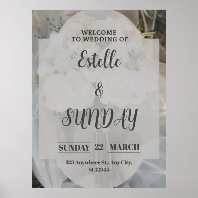 Elegant Minimalist Wedding Welcome Sign Poster (Framsidan)
