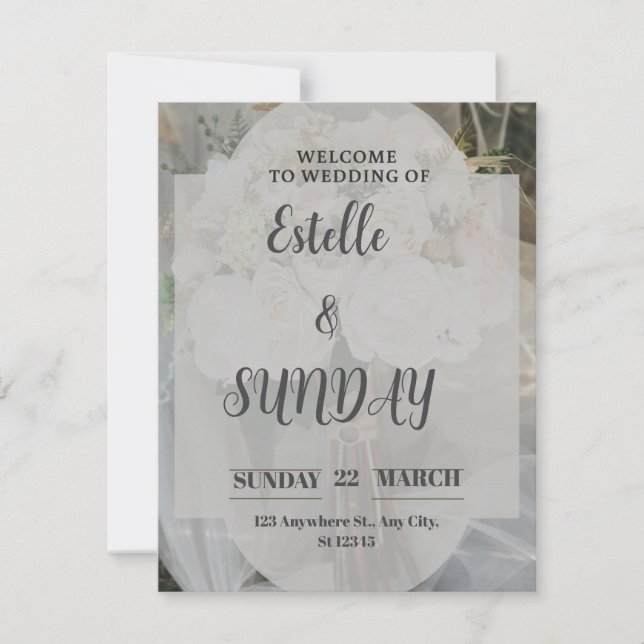 Elegant Minimalist Wedding Welcome Sign Tack Kort (Framsida)
