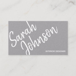 Elegant Minimalist White Calligraphy Grått Kraft Visitkort