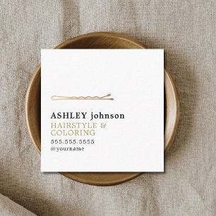 Elegant Minimalist White Faux Guld Hairdresser Fyrkantigt Visitkort