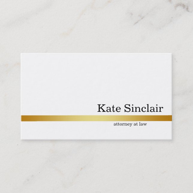 Elegant Minimalist White Guld Line Attorney Visitkort (Framsida)